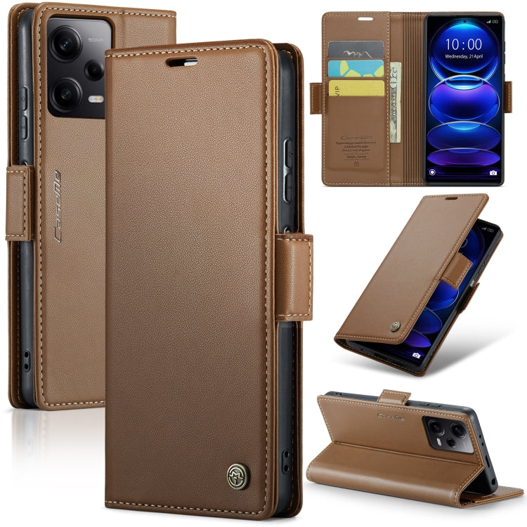 CaseMe 023 Butterfly Buckle Litchi Texture RFID Anti-theft Leather Phone Case For Xiaomi Poco X5 Pro 5G/Redmi Note 12 Pro 5G Global(Brown) - free shipping - PMC TechLife - Order now!