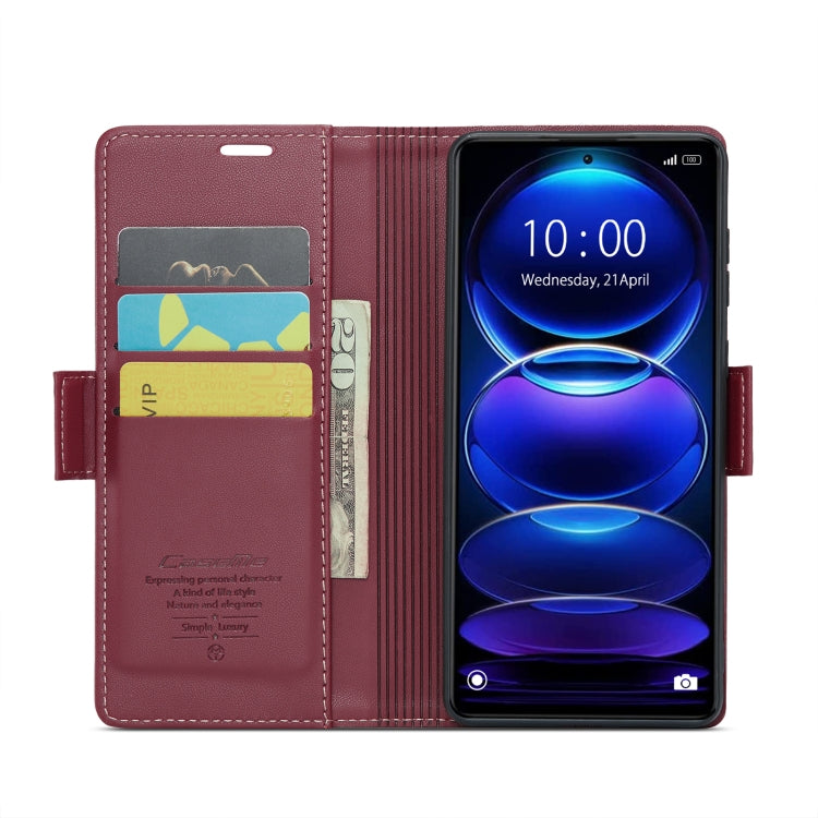 CaseMe 023 Butterfly Buckle Litchi Texture RFID Anti-theft Leather Phone Case For Xiaomi Poco X5 Pro 5G/Redmi Note 12 Pro 5G Global(Wine Red) - free shipping - PMC TechLife - Order now!