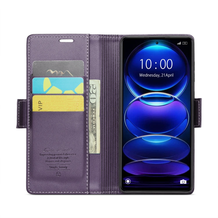 CaseMe 023 Butterfly Buckle Litchi Texture RFID Anti-theft Leather Phone Case For Xiaomi Poco X5 Pro 5G/Redmi Note 12 Pro 5G Global(Pearly Purple) - free shipping - PMC TechLife - Order now!