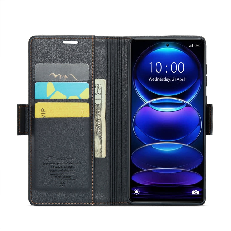 For Xiaomi Redmi Note 12 Pro+ 5G Global CaseMe 023 Butterfly Buckle Litchi Texture RFID Anti-theft Leather Phone Case(Black) - free shipping - PMC TechLife - Order now!