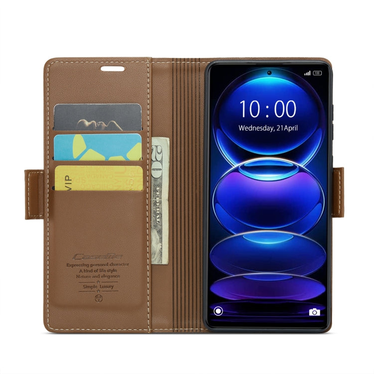 For Xiaomi Redmi Note 12 Pro+ 5G Global CaseMe 023 Butterfly Buckle Litchi Texture RFID Anti-theft Leather Phone Case(Brown) - free shipping - PMC TechLife - Order now!
