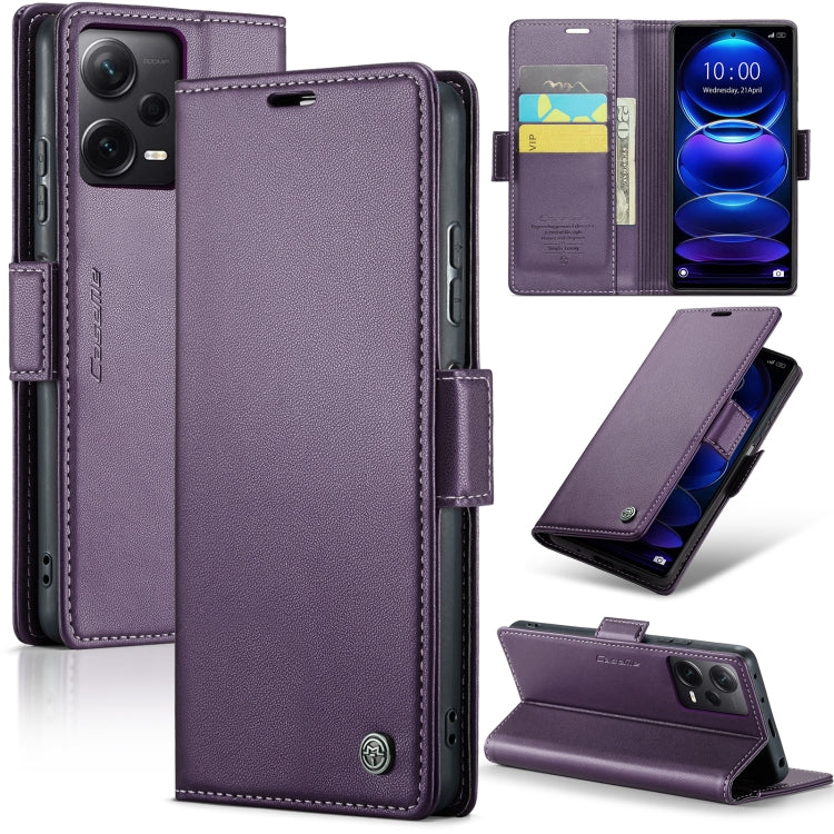 For Xiaomi Redmi Note 12 Pro+ 5G Global CaseMe 023 Butterfly Buckle Litchi Texture RFID Anti-theft Leather Phone Case(Pearly Purple) - free shipping - PMC TechLife - Order now!