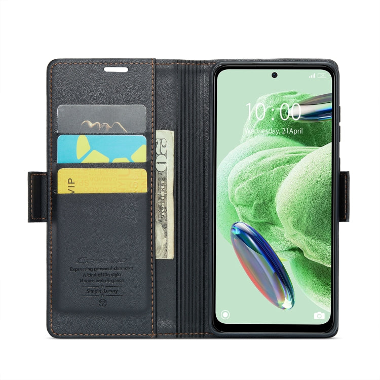 For Xiaomi Poco X5 5G/Redmi Note 12 5G Global CaseMe 023 Butterfly Buckle Litchi Texture RFID Anti-theft Leather Phone Case(Black) - free shipping - PMC TechLife - Order now!