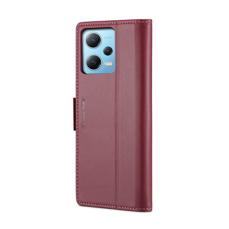 For Xiaomi Poco X5 5G/Redmi Note 12 5G Global CaseMe 023 Butterfly Buckle Litchi Texture RFID Anti-theft Leather Phone Case(Wine Red) - free shipping - PMC TechLife - Order now!