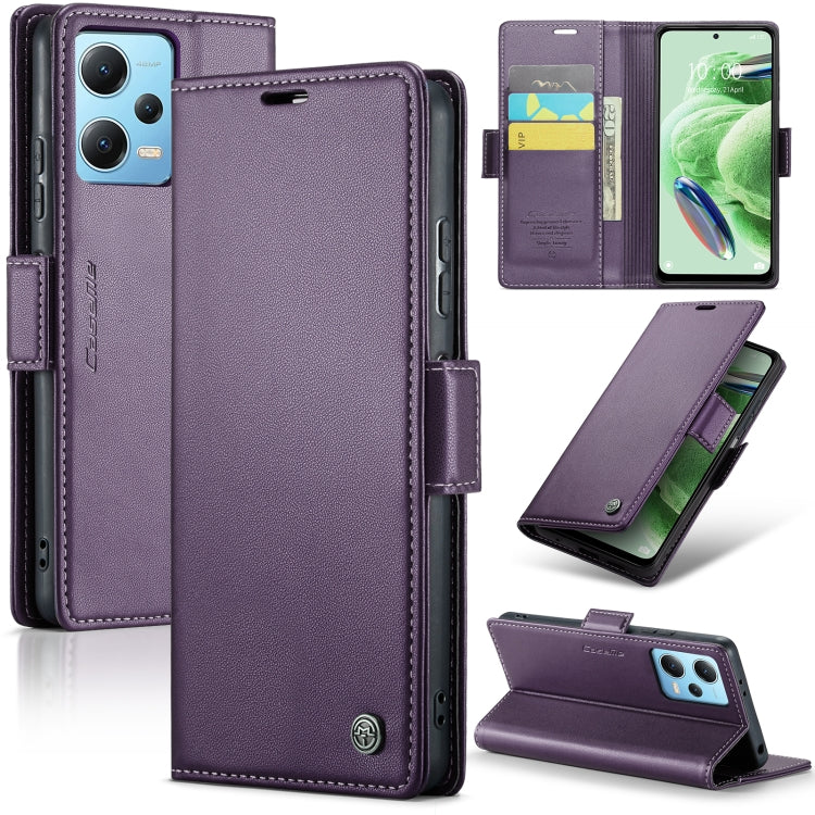 For Xiaomi Poco X5 5G/Redmi Note 12 5G Global CaseMe 023 Butterfly Buckle Litchi Texture RFID Anti-theft Leather Phone Case(Pearly Purple) - free shipping - PMC TechLife - Order now!