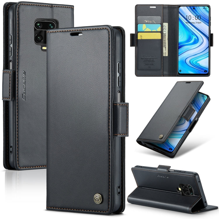 For Xiaomi Redmi Note 9S/Note 9 Pro/Note 9 Pro Max CaseMe 023 Butterfly Buckle Litchi Texture RFID Anti-theft Leather Phone Case(Black) - free shipping - PMC TechLife - Order now!