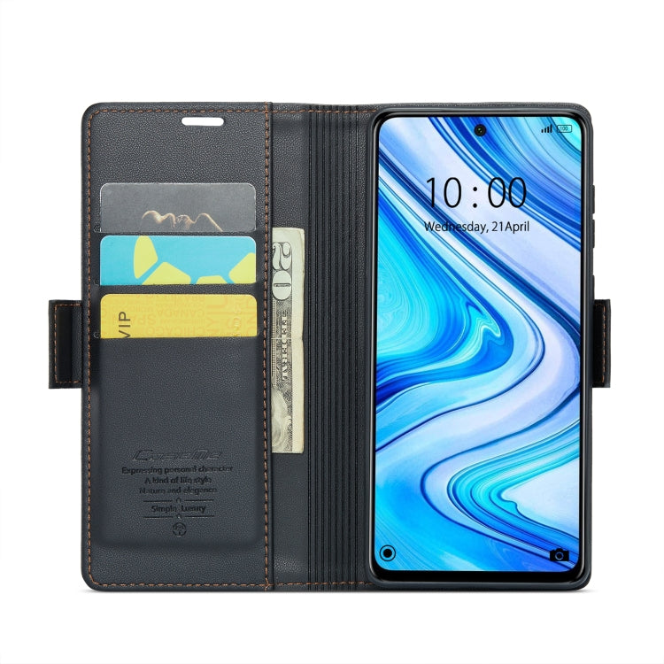 For Xiaomi Redmi Note 9S/Note 9 Pro/Note 9 Pro Max CaseMe 023 Butterfly Buckle Litchi Texture RFID Anti-theft Leather Phone Case(Black) - free shipping - PMC TechLife - Order now!