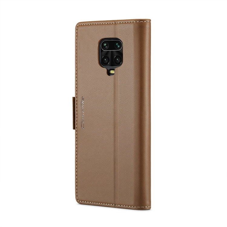 For Xiaomi Redmi Note 9S/Note 9 Pro/Note 9 Pro Max CaseMe 023 Butterfly Buckle Litchi Texture RFID Anti-theft Leather Phone Case(Brown) - free shipping - PMC TechLife - Order now!