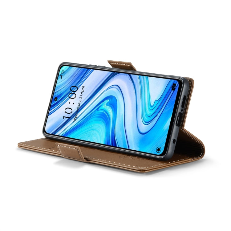For Xiaomi Redmi Note 9S/Note 9 Pro/Note 9 Pro Max CaseMe 023 Butterfly Buckle Litchi Texture RFID Anti-theft Leather Phone Case(Brown) - free shipping - PMC TechLife - Order now!