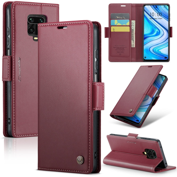 For Xiaomi Redmi Note 9S/Note 9 Pro/Note 9 Pro Max CaseMe 023 Butterfly Buckle Litchi Texture RFID Anti-theft Leather Phone Case(Wine Red) - free shipping - PMC TechLife - Order now!