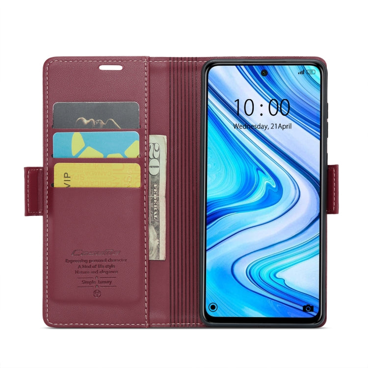 For Xiaomi Redmi Note 9S/Note 9 Pro/Note 9 Pro Max CaseMe 023 Butterfly Buckle Litchi Texture RFID Anti-theft Leather Phone Case(Wine Red) - free shipping - PMC TechLife - Order now!