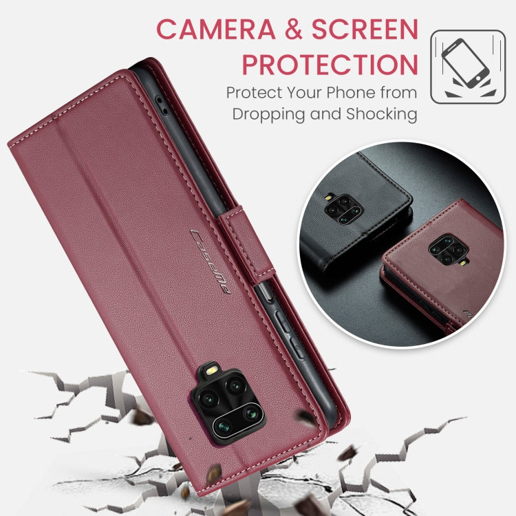 For Xiaomi Redmi Note 9S/Note 9 Pro/Note 9 Pro Max CaseMe 023 Butterfly Buckle Litchi Texture RFID Anti-theft Leather Phone Case(Wine Red) - free shipping - PMC TechLife - Order now!