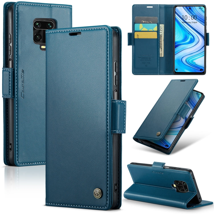 For Xiaomi Redmi Note 9S/Note 9 Pro/Note 9 Pro Max CaseMe 023 Butterfly Buckle Litchi Texture RFID Anti-theft Leather Phone Case(Blue) - free shipping - PMC TechLife - Order now!