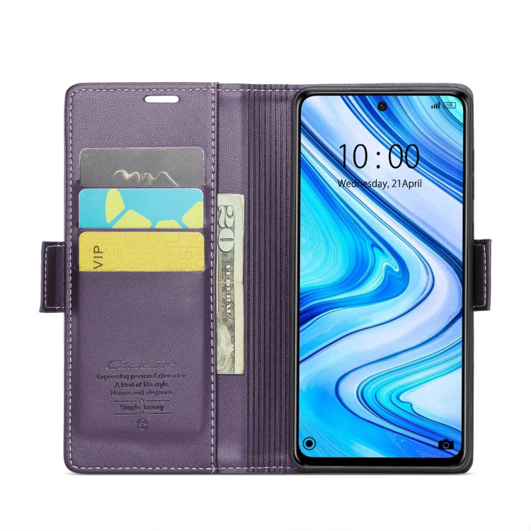 For Xiaomi Redmi Note 9S/Note 9 Pro/Note 9 Pro Max CaseMe 023 Butterfly Buckle Litchi Texture RFID Anti-theft Leather Phone Case(Pearly Purple) - free shipping - PMC TechLife - Order now!