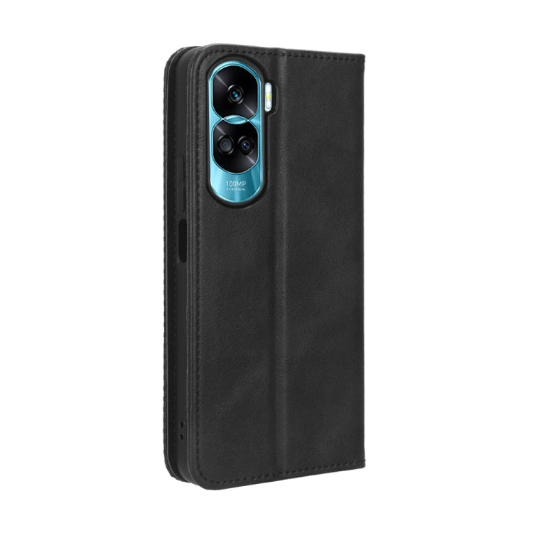 For Honor X50i Big Hole / 90 Lite Magnetic Buckle Retro Texture Leather Phone Case(Black) - Honor Cases by PMC TechLife | Online Shopping South Africa | PMC TechLife | Buy Now Pay Later Mobicred