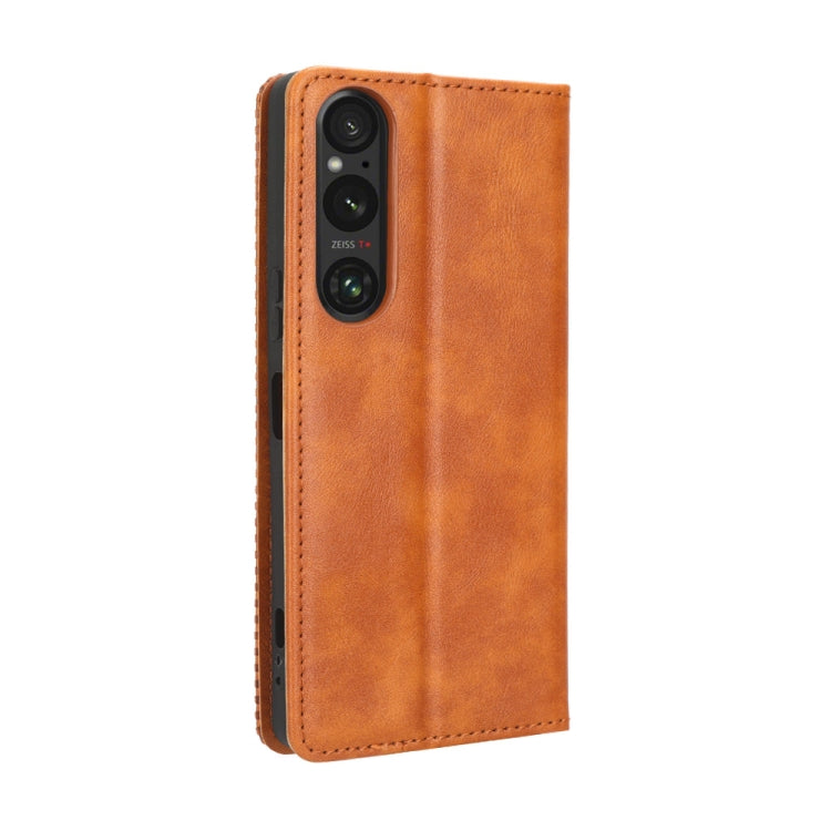 For Sony Xperia 1 V Magnetic Buckle Retro Texture Leather Phone Case(Brown) - free shipping - PMC TechLife - Order now!