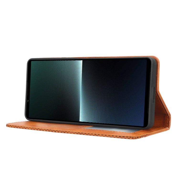 For Sony Xperia 1 V Magnetic Buckle Retro Texture Leather Phone Case(Brown) - free shipping - PMC TechLife - Order now!