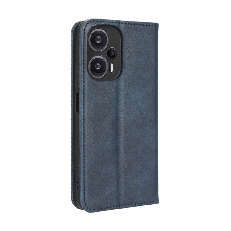 For Xiaomi Poco F5 5G / Redmi Note12 Turbo 5G Magnetic Buckle Retro Texture Leather Phone Case(Blue) - free shipping - PMC TechLife - Order now!