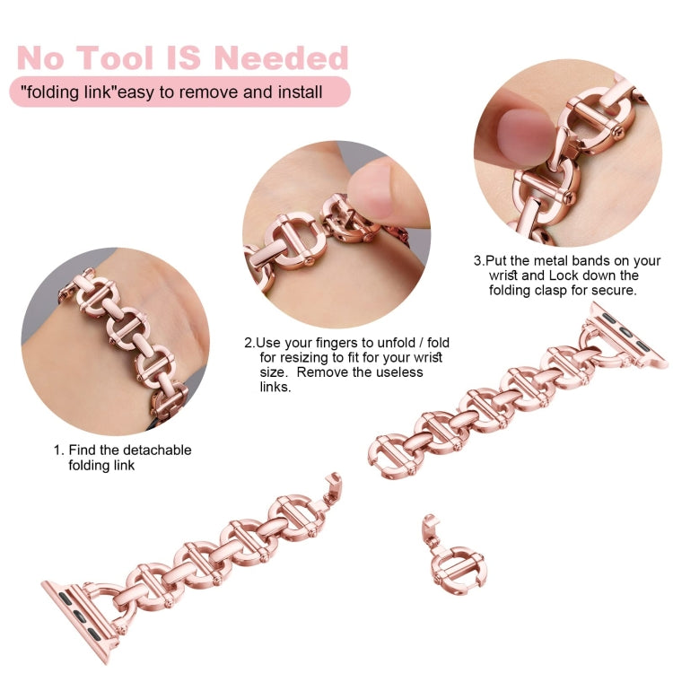 Ladder Buckle Metal Watch Band For Apple Watch 8 45mm(Pink) - Watch Bands by PMC TechLife | Online Shopping South Africa | PMC TechLife