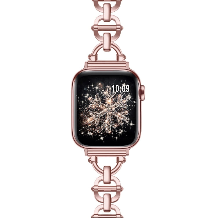 Ladder Buckle Metal Watch Band For Apple Watch 7 41mm(Pink) - Watch Bands by PMC TechLife | Online Shopping South Africa | PMC TechLife