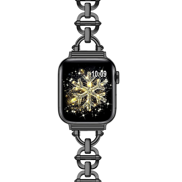 Ladder Buckle Metal Watch Band For Apple Watch 7 41mm(Black) - Watch Bands by PMC TechLife | Online Shopping South Africa | PMC TechLife