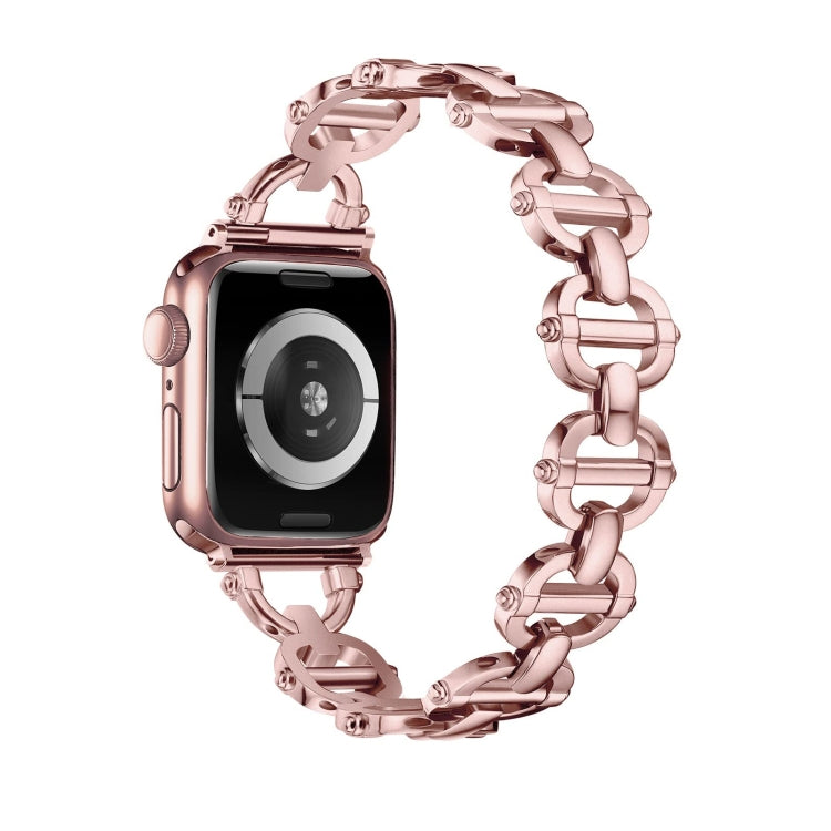 Ladder Buckle Metal Watch Band For Apple Watch 7 45mm(Pink) - Watch Bands by PMC TechLife | Online Shopping South Africa | PMC TechLife