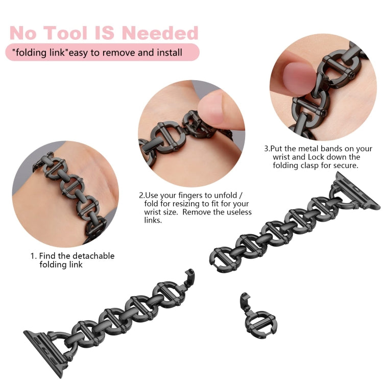 Ladder Buckle Metal Watch Band For Apple Watch 7 45mm(Black) - Watch Bands by PMC TechLife | Online Shopping South Africa | PMC TechLife