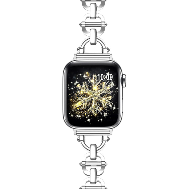 Ladder Buckle Metal Watch Band For Apple Watch 7 45mm(Silver) - Watch Bands by PMC TechLife | Online Shopping South Africa | PMC TechLife