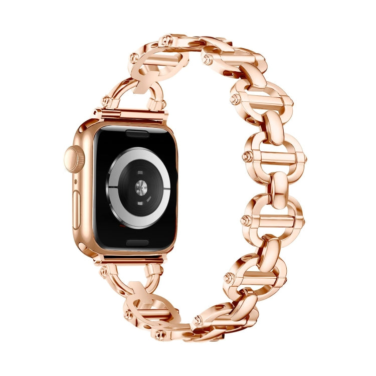 Ladder Buckle Metal Watch Band For Apple Watch SE 2022 44mm(Rose Gold) - Watch Bands by PMC TechLife | Online Shopping South Africa | PMC TechLife