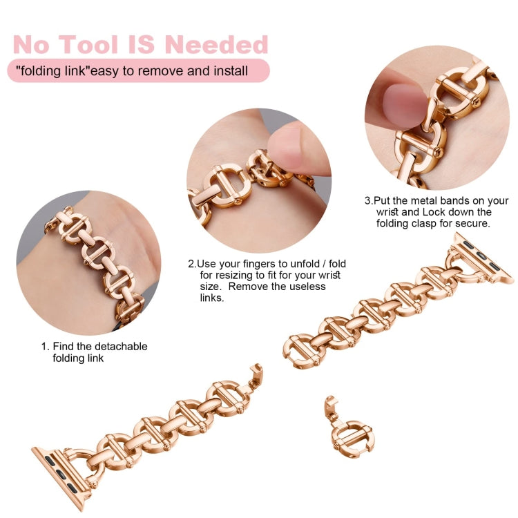 Ladder Buckle Metal Watch Band For Apple Watch SE 2022 44mm(Rose Gold) - Watch Bands by PMC TechLife | Online Shopping South Africa | PMC TechLife