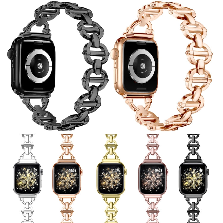 Ladder Buckle Metal Watch Band For Apple Watch 8 41mm(Black) - Watch Bands by PMC TechLife | Online Shopping South Africa | PMC TechLife