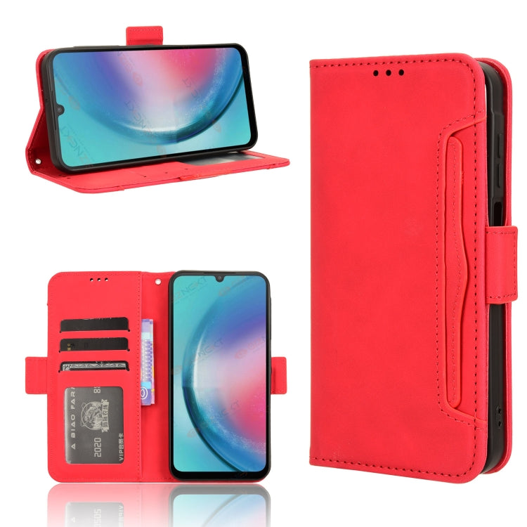 For Samsung Galaxy A25 5G Global Skin Feel Calf Texture Card Slots Leather Phone Case(Red) - Galaxy Phone Cases by PMC TechLife | Online Shopping South Africa | PMC TechLife | Buy Now Pay Later Mobicred