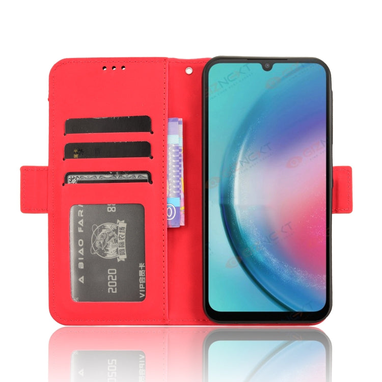 For Samsung Galaxy A25 5G Global Skin Feel Calf Texture Card Slots Leather Phone Case(Red) - Galaxy Phone Cases by PMC TechLife | Online Shopping South Africa | PMC TechLife | Buy Now Pay Later Mobicred