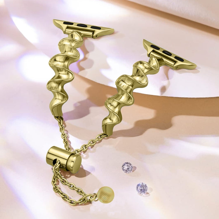 Ribbon Wave Metal Watch Band For Apple Watch 8 41mm(Gold) - Watch Bands by PMC TechLife | Online Shopping South Africa | PMC TechLife