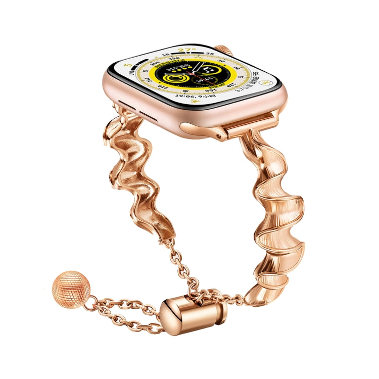 Ribbon Wave Metal Watch Band For Apple Watch 8 41mm(Rose Gold) - Watch Bands by PMC TechLife | Online Shopping South Africa | PMC TechLife