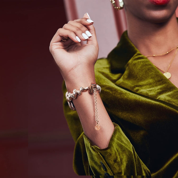 Ribbon Wave Metal Watch Band For Apple Watch 8 41mm(Rose Gold) - Watch Bands by PMC TechLife | Online Shopping South Africa | PMC TechLife