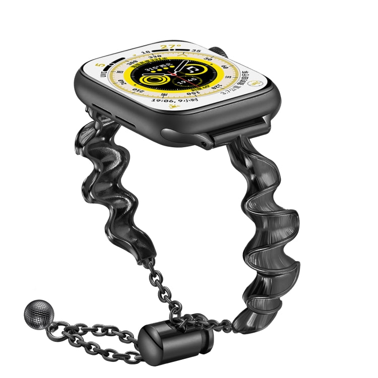 Ribbon Wave Metal Watch Band For Apple Watch 7 45mm(Black) - Watch Bands by PMC TechLife | Online Shopping South Africa | PMC TechLife