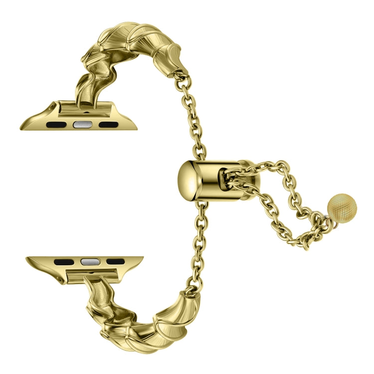 Ribbon Wave Metal Watch Band For Apple Watch 7 45mm(Gold) - Watch Bands by PMC TechLife | Online Shopping South Africa | PMC TechLife