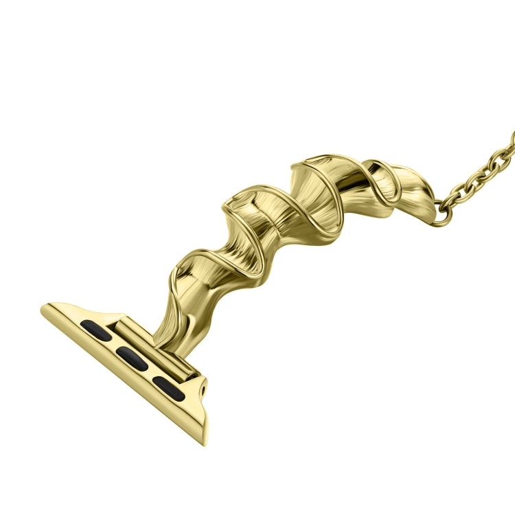 Ribbon Wave Metal Watch Band For Apple Watch 7 45mm(Gold) - Watch Bands by PMC TechLife | Online Shopping South Africa | PMC TechLife