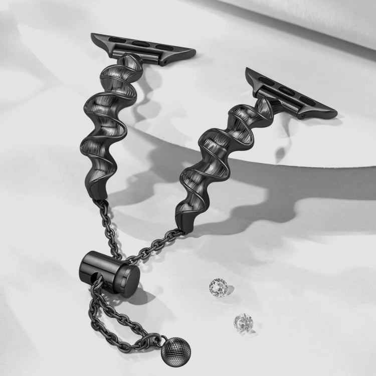 Ribbon Wave Metal Watch Band For Apple Watch SE 2022 44mm(Black) - Watch Bands by PMC TechLife | Online Shopping South Africa | PMC TechLife