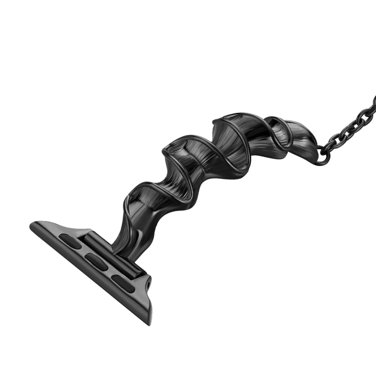 Ribbon Wave Metal Watch Band For Apple Watch 5 44mm(Black) - Watch Bands by PMC TechLife | Online Shopping South Africa | PMC TechLife