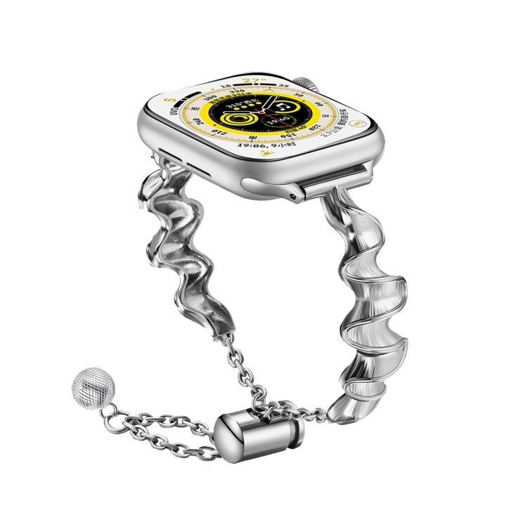 Ribbon Wave Metal Watch Band For Apple Watch 3 38mm(Silver) - Watch Bands by PMC TechLife | Online Shopping South Africa | PMC TechLife