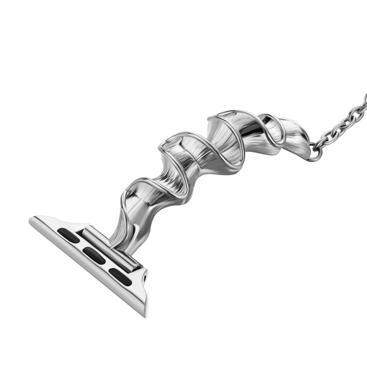 Ribbon Wave Metal Watch Band For Apple Watch 3 38mm(Silver) - Watch Bands by PMC TechLife | Online Shopping South Africa | PMC TechLife