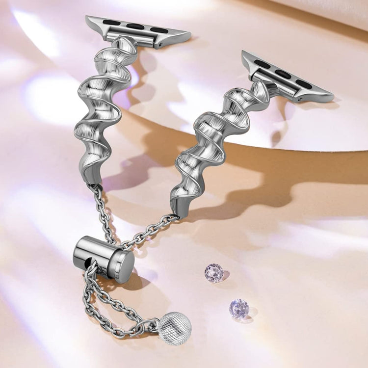 Ribbon Wave Metal Watch Band For Apple Watch 3 38mm(Silver) - Watch Bands by PMC TechLife | Online Shopping South Africa | PMC TechLife