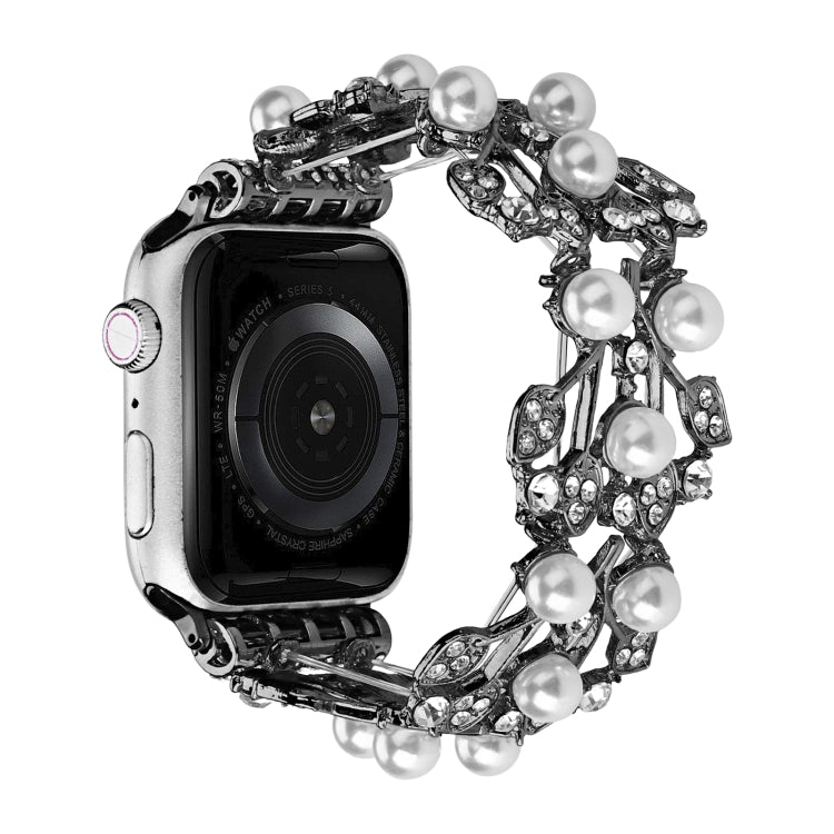 Four-leaf Bead Metal Watch Band For Apple Watch SE 2022 40mm(Black) - Watch Bands by PMC TechLife | Online Shopping South Africa | PMC TechLife