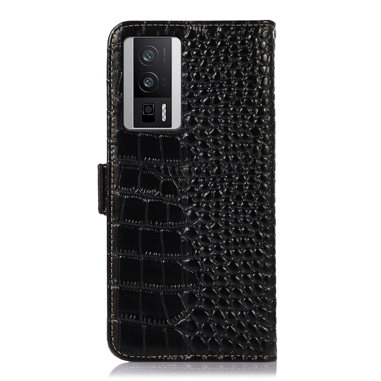 For Xiaomi Redmi K60 / K60 Pro 5G / Poco F5 Pro Crocodile Top Layer Cowhide Leather Phone Case(Black) - Xiaomi Cases by PMC TechLife | Online Shopping South Africa | PMC TechLife