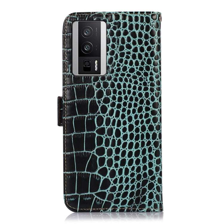 For Xiaomi Redmi K60 / K60 Pro 5G / Poco F5 Pro Crocodile Top Layer Cowhide Leather Phone Case(Green) - Xiaomi Cases by PMC TechLife | Online Shopping South Africa | PMC TechLife