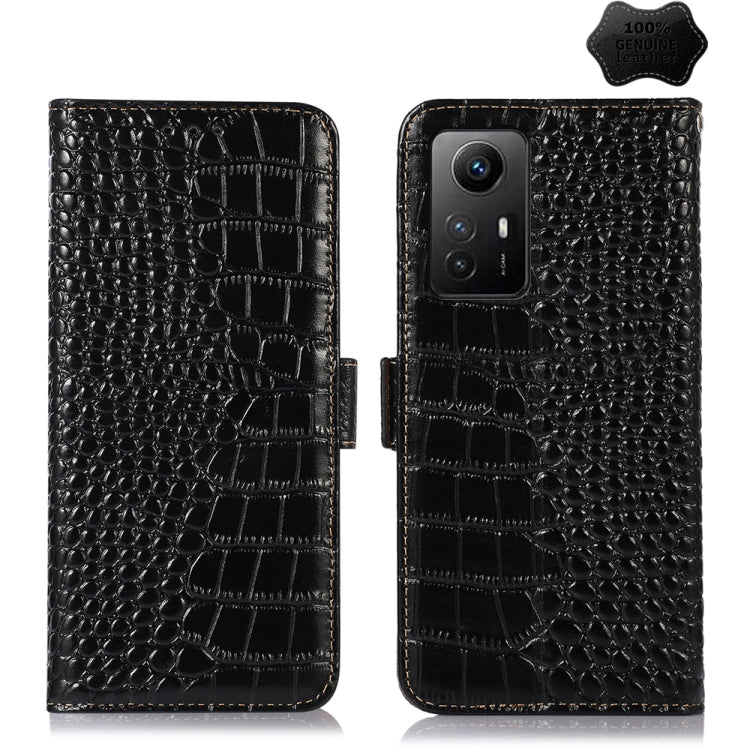For Xiaomi Redmi Note 12S 4G Crocodile Top Layer Cowhide Leather Phone Case(Black) - free shipping - PMC TechLife - Order now!