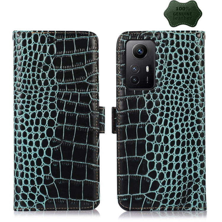 For Xiaomi Redmi Note 12S 4G Crocodile Top Layer Cowhide Leather Phone Case(Green) - Xiaomi Cases by PMC TechLife | Online Shopping South Africa | PMC TechLife