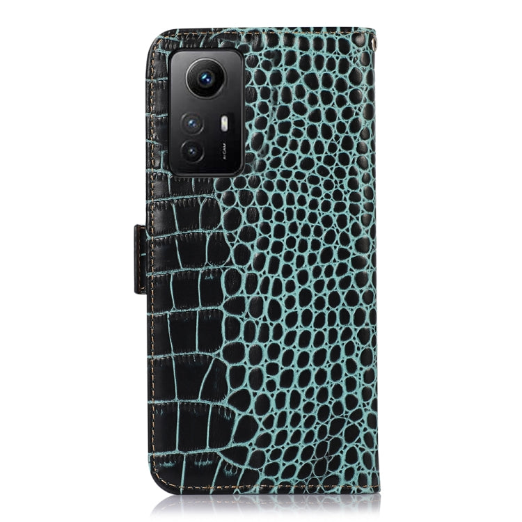 For Xiaomi Redmi Note 12S 4G Crocodile Top Layer Cowhide Leather Phone Case(Green) - Xiaomi Cases by PMC TechLife | Online Shopping South Africa | PMC TechLife